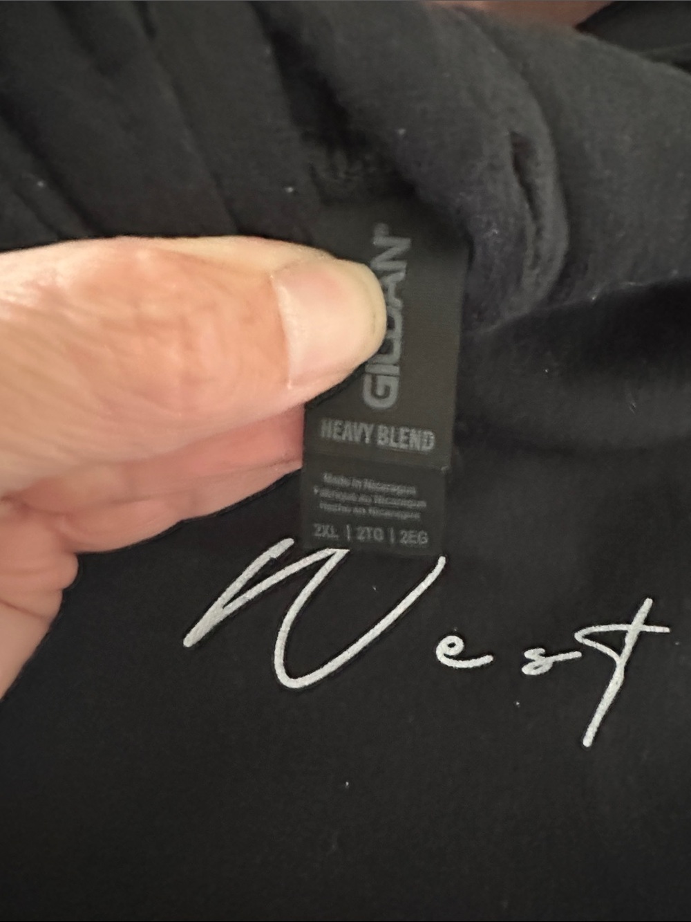 Gildan Black Hoodie with White YE Graphic - Picture 4 of 4